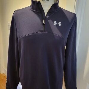 Under Armour Navy Blue Mens Small quarter zip with grey logos